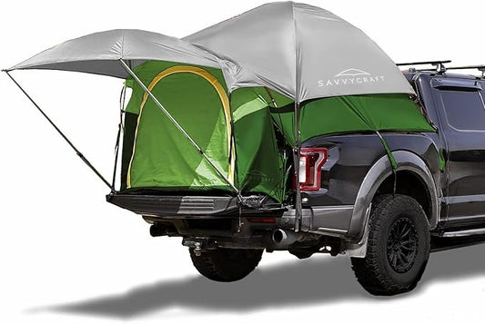 Savvycraft Pickup Truck Tent for Full Size and Mid Size Truck Short Bed and Long Bed, Waterproof P3000mm 2-Person Double Layer Truck Bed Camping Tent, Expandable Awning, Rainfly, Storage Bag Included