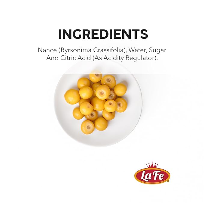 La Fe Conserva Nance in Syrup - Nance Fruitas, Latin American Tropical Fruit, Preserved Exotic Yellow Cherry, Super Fruit Rich in Fiber, Vitamin A & C, Calcium & Iron, 32oz ??2 Pack