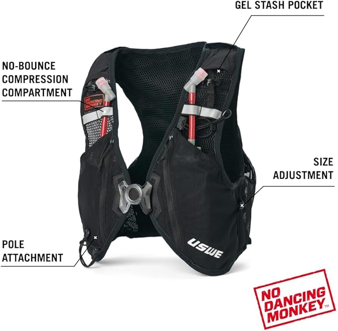 USWE Pace - Running Vest Hydration Pack with 2 x 500ml UltraFlask, Backpack for Men and Women