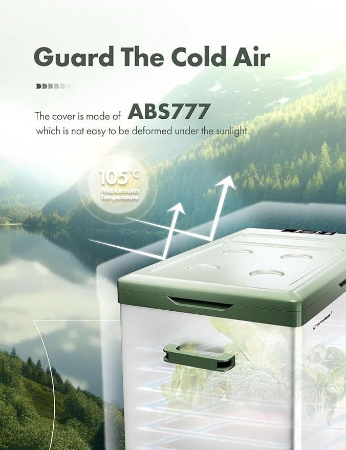 A-Premium 12 Volt Refrigerator 47QT/44.7L Portable Car Fridge Cooler (w/ ABS777 Cover), -4°F~68°F Fast Cooling with 12/24V DC & 110-240V AC for Roadtrip, Camping, Travel, RV, Fast Cooling & Two Modes
