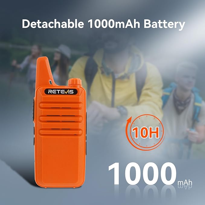 Retevis RT22 Rechargeable Walkie Talkies, Long Range Two Way Radio for Adults, Portable Handheld Radio, Voice Activated, Emergency Alarm, Upgraded Type-C Charing, Outdoor Hiking Travel(4 Pack, Orange)