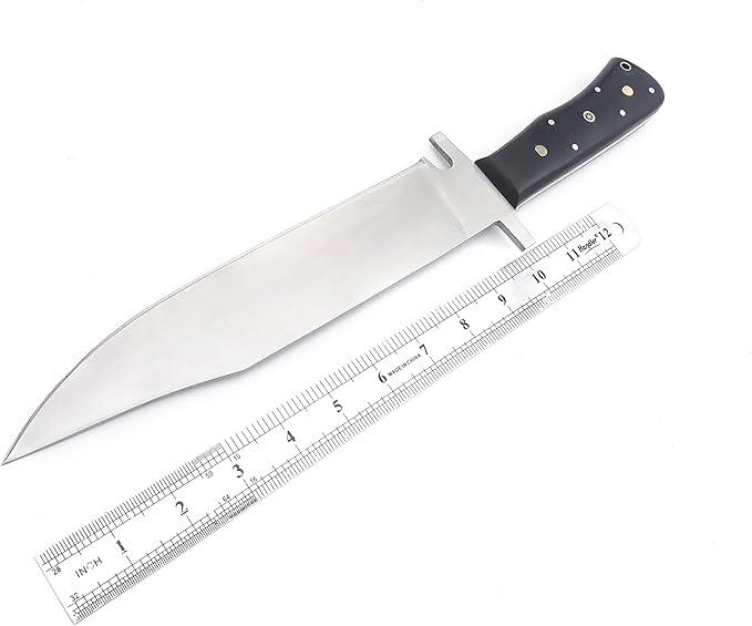 Nooraki - 15" Handmade Full Tang Hunting Knife with Leather Sheath, Multipurpose Bowie Knife with Micarta Handle for Everyday Carry, Outdoor Camping and Hunting