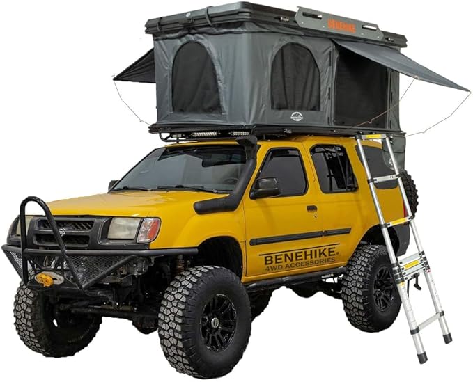 Rooftop Tent Hard Shell, BENEHIKE Alumabode V2 Aluminum Hard Shell Pop-up Rooftop Tent for Van Jeep SUV Truck Car Tents for Camping (2~3 Person)