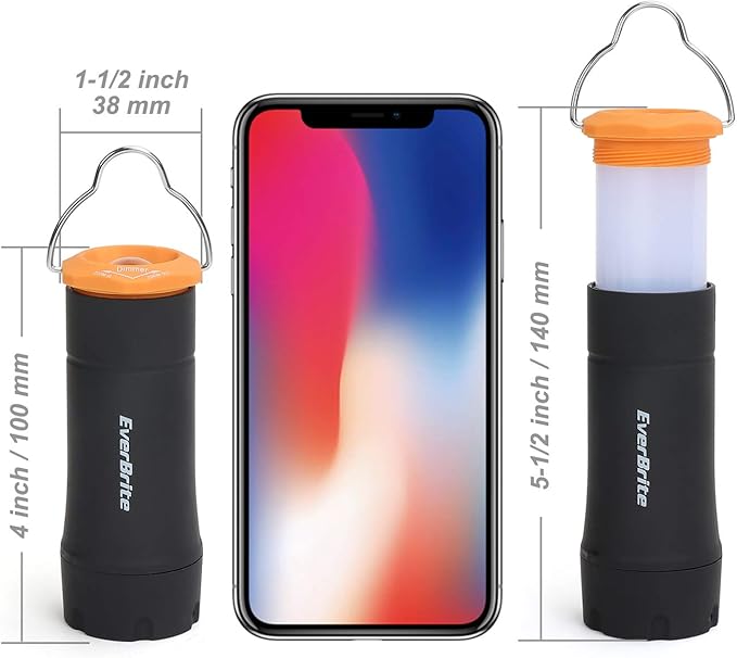 EverBrite 2-in-1 Mini Lanterns and Flashlights with 3 Modes, 2 Pack Portable Outdoor LED Zoomable Torches, Camping Essentials for Hurricane, Hiking, Night Walking, Emergency