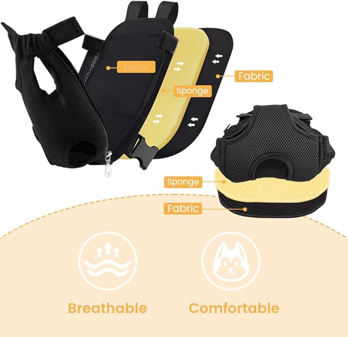 Inspack Dog Backpack Carrier/Cat Carrier, Adjustable Pet Front Carriers Travel Bag for Puppy Medium Dogs, Legs Out, Soft Ventilated Dog Chest Carry Backpacks for Hiking/Camping, 4-7 lbs, Black