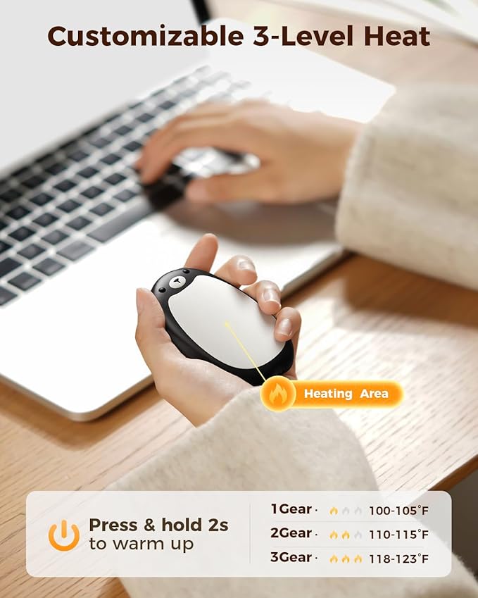 SWEETFULL Hand Warmers Rechargeable ??Cute Bear, 2 Pack Magnetic Hot Hands, Reusable Electric Pocket Heater, Great Gift for Daughter, Kids, Wife, or Bestie, Portable for Outdoor & Camping