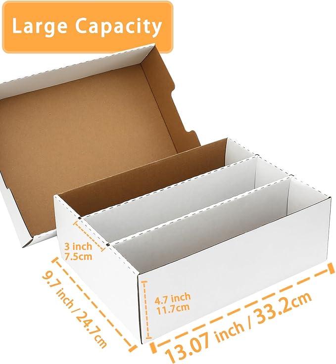 3 Row Trading Card Storage Box – Holds 2400 Cards, Fits Toploaders & Magnetic Cases, Includes 150 Sleeves, 24 Dividers & 9 Supports – Sport Card Organizer