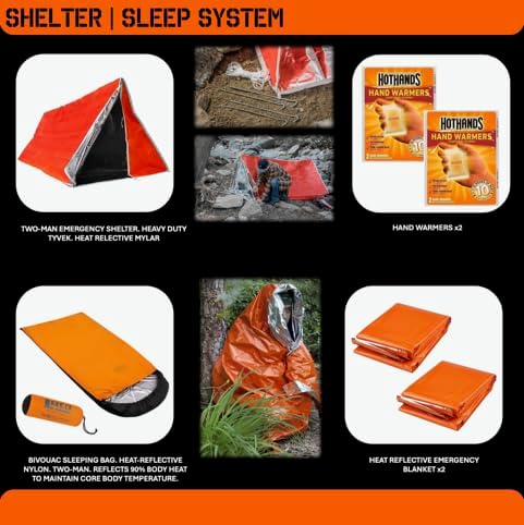 72 Hour Survival Kit - 291 Pieces Survival Gear and Supplies - 45L Go Bag Emergency Backpack, First Aid, Water Filter, Tools, Tent, Camping Essentials, Emergency Preparedness - The Alpha
