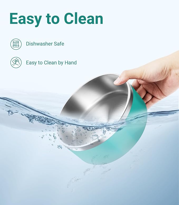 Dog Bowl, Stainless Steel Dog Food and Water Bowl with Non Slip Quiet Bottom, Easy to Clean, Dishwasher Safe, 40oz, Deep Green