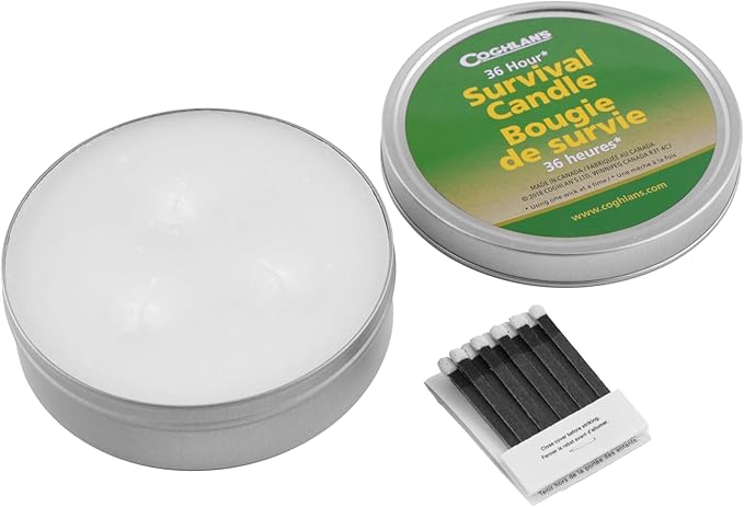 Coghlan's 36-Hour Emergency Survival Candle ??Paraffin Wax Candle in Aluminum Tin Container, Triple Wick, Long-Lasting Light for Camping, Power Outages, Hiking, and Emergency Preparedness Kits