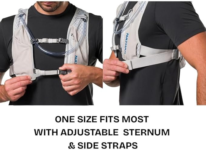 Nathan QuickStart 1.5L Hydration Pack Vest with Bladder or flasks, Storage Pockets, Breathable Moisture-Wicking Fabric, Adjustable Straps for Running, Hiking, Walking, Marathons, Obstacle Races