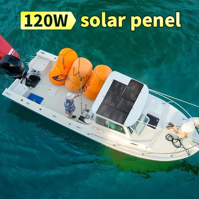 LVYUAN 120W Portable Solar Panel Foldable Blanket, Monocrystalline Huge Power Solar Panel, Solar Cells 23% High Efficiency for Outdoor Adventures Power Station Camping RV Solar Generator