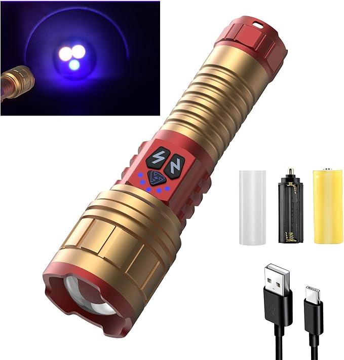 3 in 1 Rechargeable Flashlight True 5000 Lumens Outdoor Strong Cob Light, 5000mAh Zoomable Beam LED Flash Light with Magnet Power Failure Emergency Survival Kits Snowstorm (6 in 1)