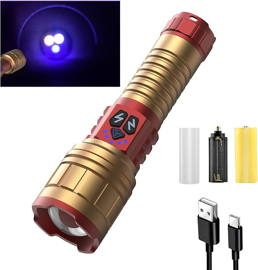 3 in 1 Rechargeable Flashlight True 5000 Lumens Outdoor Strong Cob Light, 5000mAh Zoomable Beam LED Flash Light with Magnet Power Failure Emergency Survival Kits Snowstorm (6 in 1)