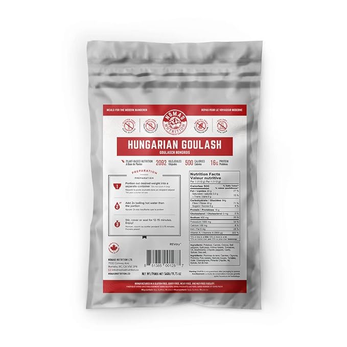 Nomad Nutrition ??Hungarian Goulash | High Energy, All Natural Ingredients | Plant-Based & Non-GMO | Just Add Boiling Hot Water | 560g / 19.75oz (Pack of 1)