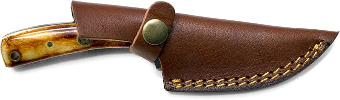 Titan International Knives Carbon 1080 Steel Skinning & Hunting Knife | Handmade Survival EDC Blade Burnt Bone Handle | Leather Sheath Perfect for Camping and Outdoor Bushcrafting