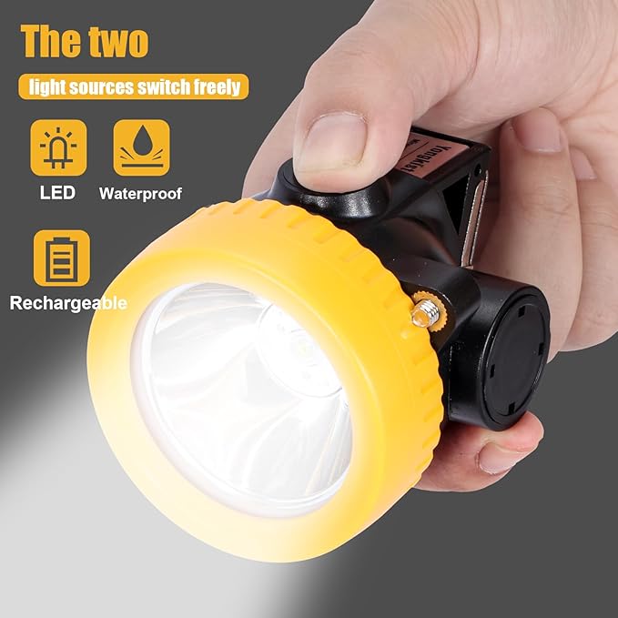 Rechargeable Mining Headlamp with 7 LEDs, Explosion-Proof Cap Light for Coon Hunting, Hard Hat Helmet Flashlight for Mining, Fishing, Hiking, Outdoor Night Work, Waterproof Headlight