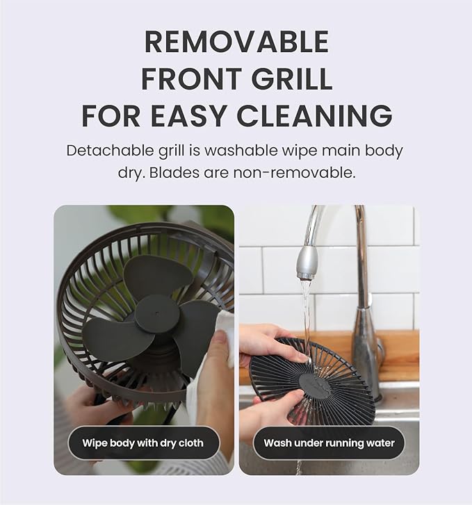 Claymore V600+ Warm Gray Rechargeable Portable Fan ??7,800mAh Battery, 4-Speed BLDC Ultra-Quiet Air