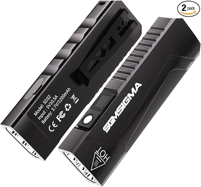 1500 Lumen Compact Flat Flashlight 2Pack, USB-C Rechargeable Ultra Thin Portable EDC Flashlight, 6-Mode Pocket Light for Outdoor Camping, Emergency, and Home Use