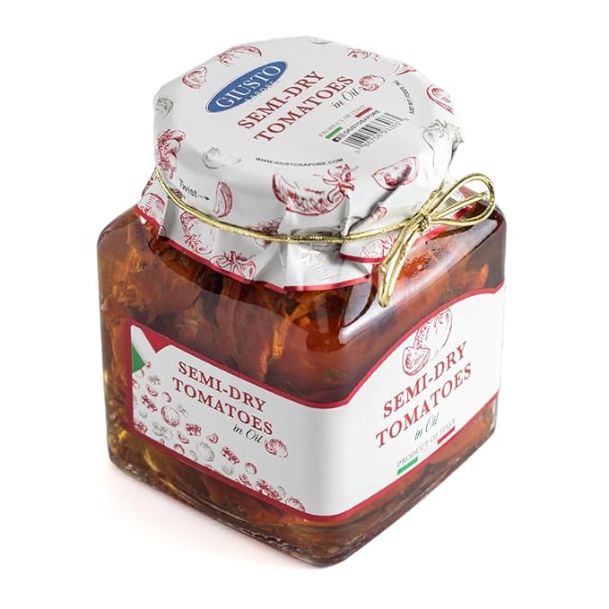 Giusto Sapore Antipasto, Semi-Dry Tomatoes in Oil - Non GMO Italian Premium Gourmet Brand - Imported from Italy and Family Owned - 10.23oz - 6 Pack