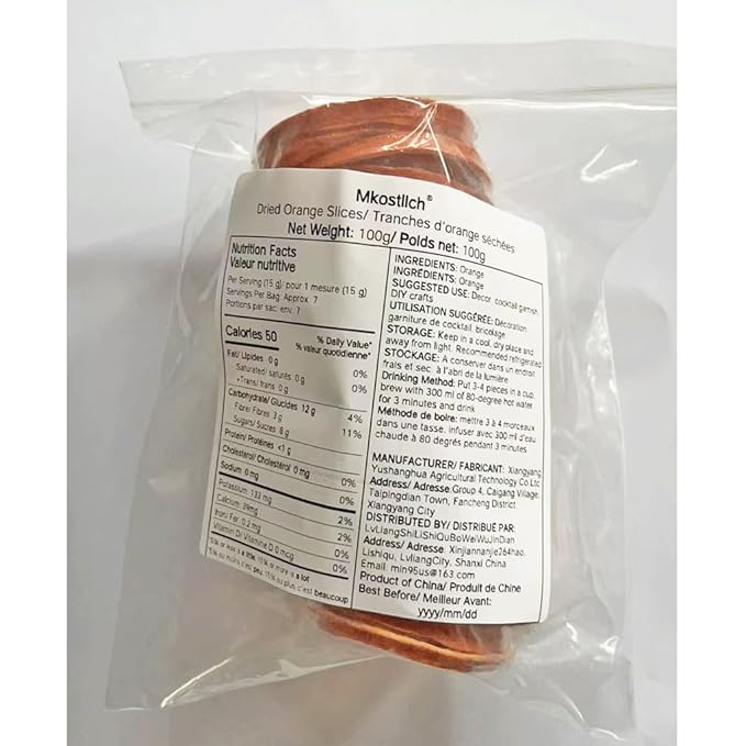 Mkostlich Dried Orange Slices, 3.52oz/100g Dehydrated Orange Slices, Natural Dried Oranges for Cocktails/ Christmas Decor/ Candles/ Crafts, No Sugar Added