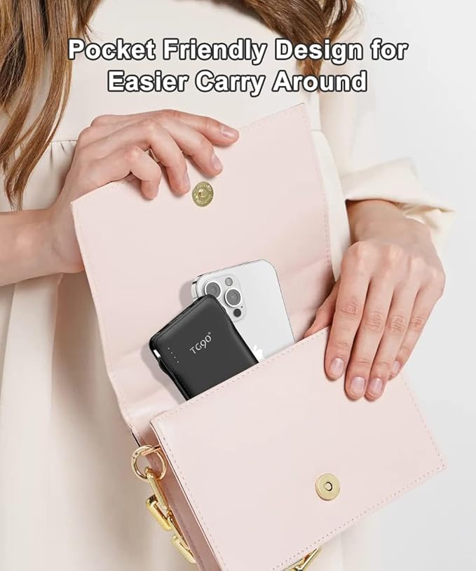 TG90° Portable Charger with Cords 10000mAh Power Bank with Built in Cables Battery Backup Cell Phone External Battery Pack Compatible with iPhone 17 16 15 14 13 12 Samsung S22 S21 Google iPad etc