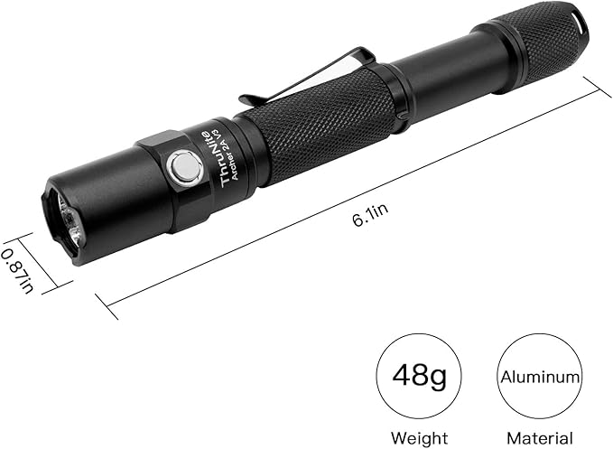 ThruNite Archer 2A V3 Flashlight, 2AA EDC Tactical Flashlight, 500 Lumens Dual Switch Pocket LED Flashlight for Emergency, Camping, Home - Cool White