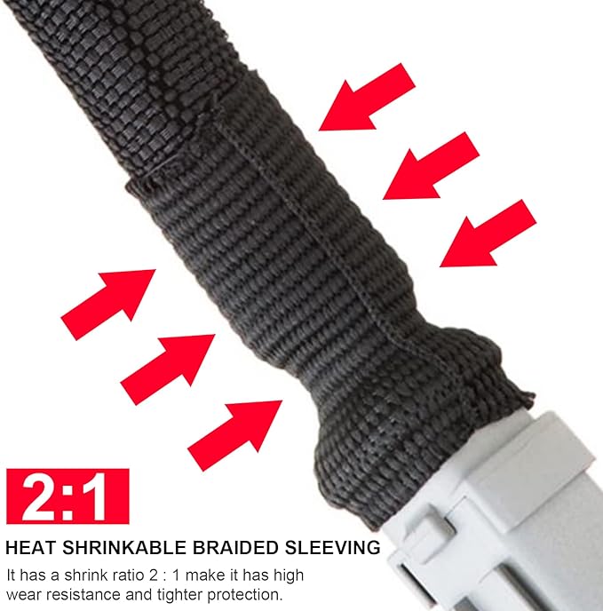 Heat Shrinkable Braided Sleeving 2:1 Ratio- Abrasion Protection Flexibility Wiring Harness Cable Sheath (1" ID, 16ft)