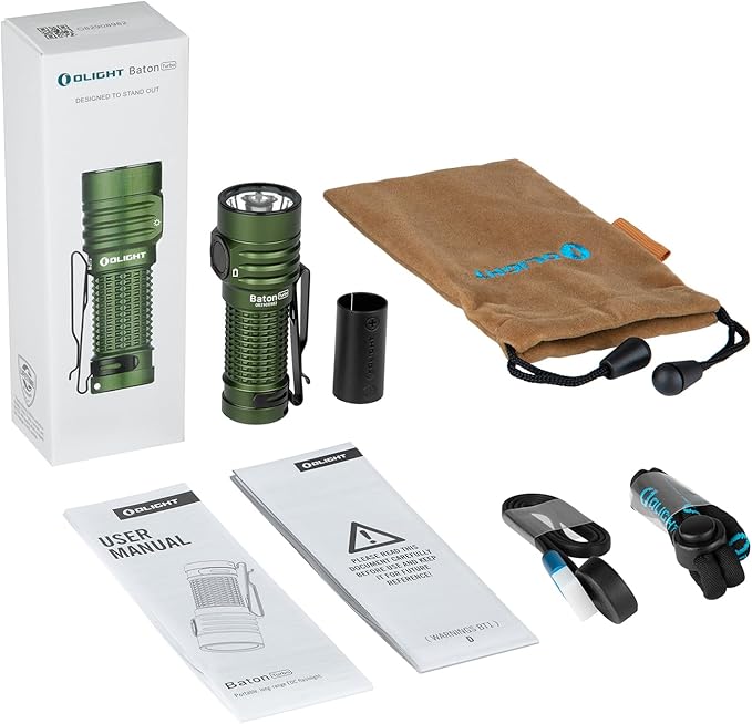 OLIGHT BatonTurbo EDC Flashlight Rechargeable, 1000 Lumens Compact LED Powerful Flash Light 510 Meters Long Throw, with Magnetic Charging Cable and Landyard for Hiking, Camping, Home Use (OD Green)