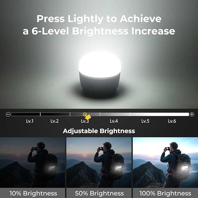 LED Camping Lantern, 8000mAh Rechargeable Tent Light with 3 Color Temperatures, 6-Level Dimming, Magnetic Base, IP44 Waterproof Emergency Hanging Lantern for Hurricane, Power Outage, Hiking, Home