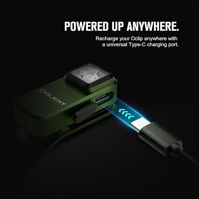OLIGHT Oclip Rechargeable EDC Flashlight 300 Lumens Dual Sources Compact Pocket Clip Light, Convenient USB C Charging, Magnetic Flash Lights for Working, Cycling, Emergency, Signaling Tool(OD Green)