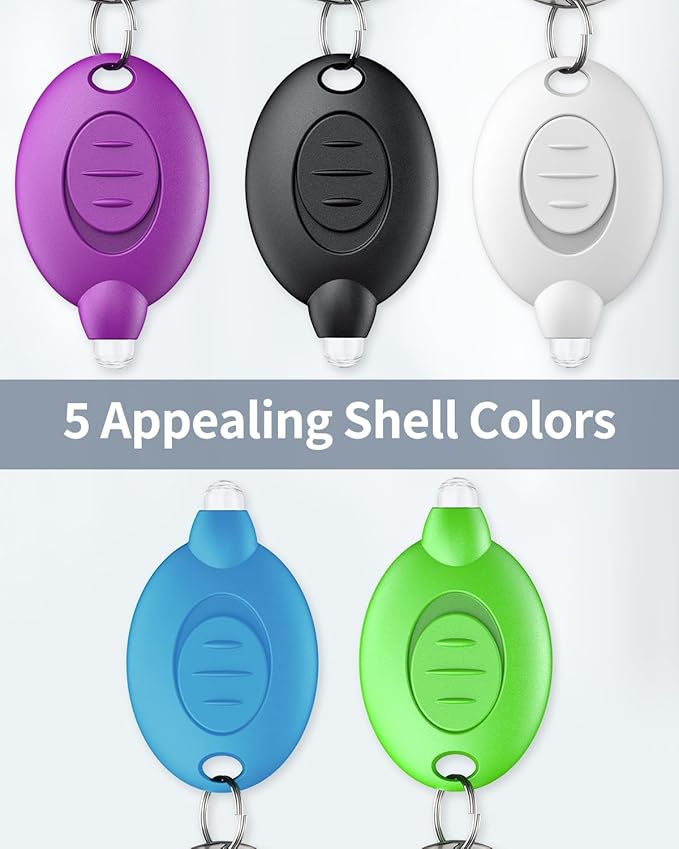 Uniclife 10 Pack LED Keychain Flashlight Mini LED Keychain Light 12 Lumen Portable Ultra Bright Battery Powered Key Ring Torch for Outdoor Camping Hiking and Emergency Lighting, 5 Colors of Shells