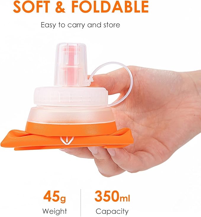2 Pack Soft Flask Running Water Bottle Collapsible Water Bottle for Trail Running Hydration Pack Hiking Cycling Climbing 350ML