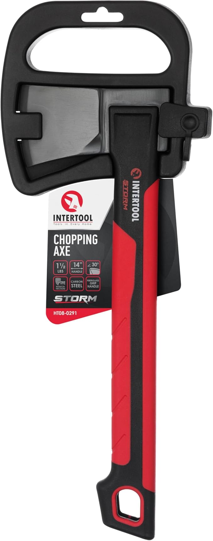 INTERTOOL Hatchet Lightweight for Camp Firewood Splitting & Kindling - Small 14" Wood Chopping Axe with Shock Absorbing Anti-Slip Handle & Sheath - Ax for Outdoor, Hiking, and Gardening - HT08-0291