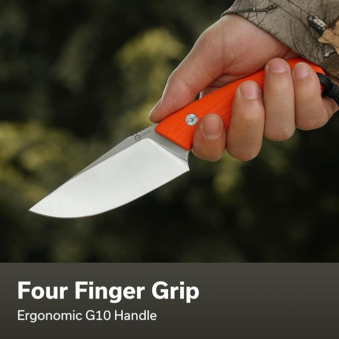 CIVIVI Gander Fixed Blade Knife with Kydex Sheath, 3.63" 14C28N Blade Full Tang Knife G10 Handle, Designed By Matt Gentry for Hunting Camping EDC C24058B-1 (Orange)