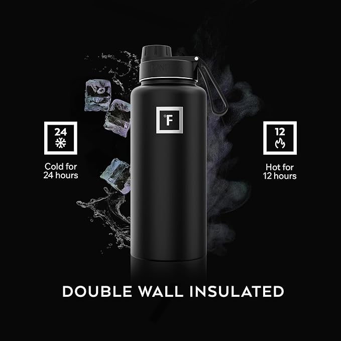IRON °FLASK Camping & Hiking Hydration Flask with 3 Lids - Stainless Steel, Double Walled & Vacuum Insulated Water Bottle - Leak Proof & BPA Free (Bubble Gum, Spout - 32 oz)