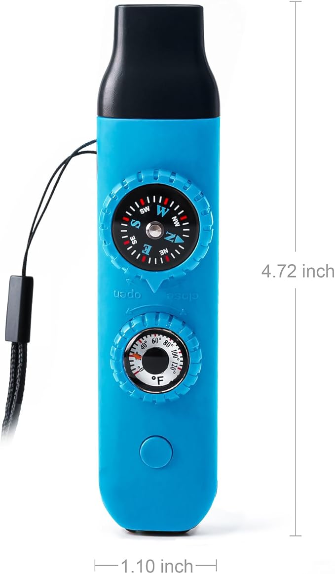 Emergency Survival Safety Whistle,Whistle for Kids with Lanyard,Compass,Thermometer,Ideal for Kayaking, Boating, Hiking, Camping, Climbing