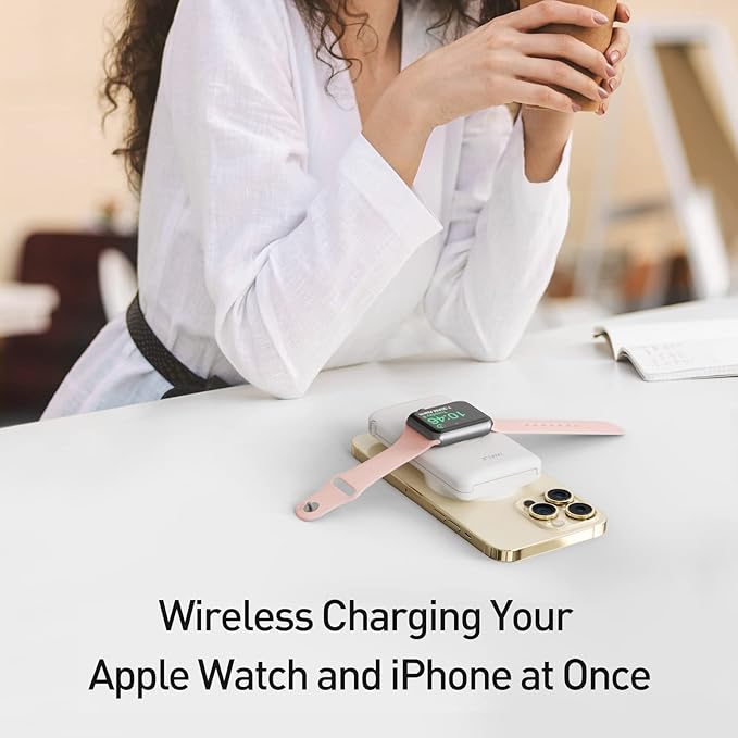 iWALK Magnetic Wireless Power Bank with iWatch Charger,10000mAh PD Fast Charging Portable Charger Compact Battery Pack Compatible with iPhone 17/16/15/14/13/12 Series,Apple Watch Ultra/8/7/6/5/4