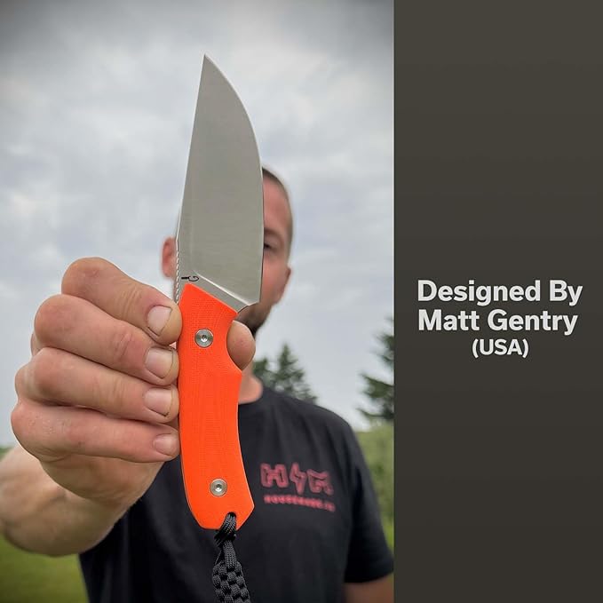 CIVIVI Gander Fixed Blade Knife with Kydex Sheath, 3.63" 14C28N Blade Full Tang Knife G10 Handle, Designed By Matt Gentry for Hunting Camping EDC C24058B-1 (Orange)