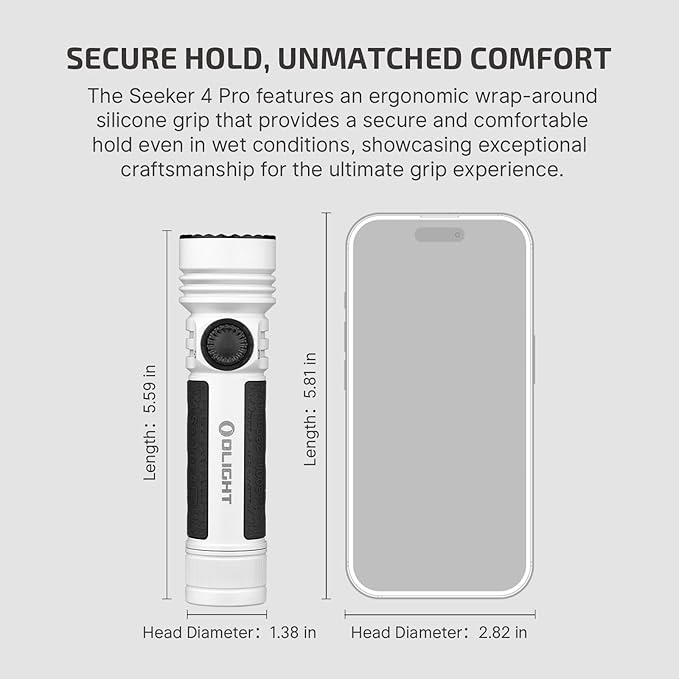OLIGHT Seeker 4 Pro Rechargeable Flashlights, 4600 Lumens High Powerful Bright LED Light with USB C Holster, Waterproof IPX8 for Emergencies, Camping, Searching(White)