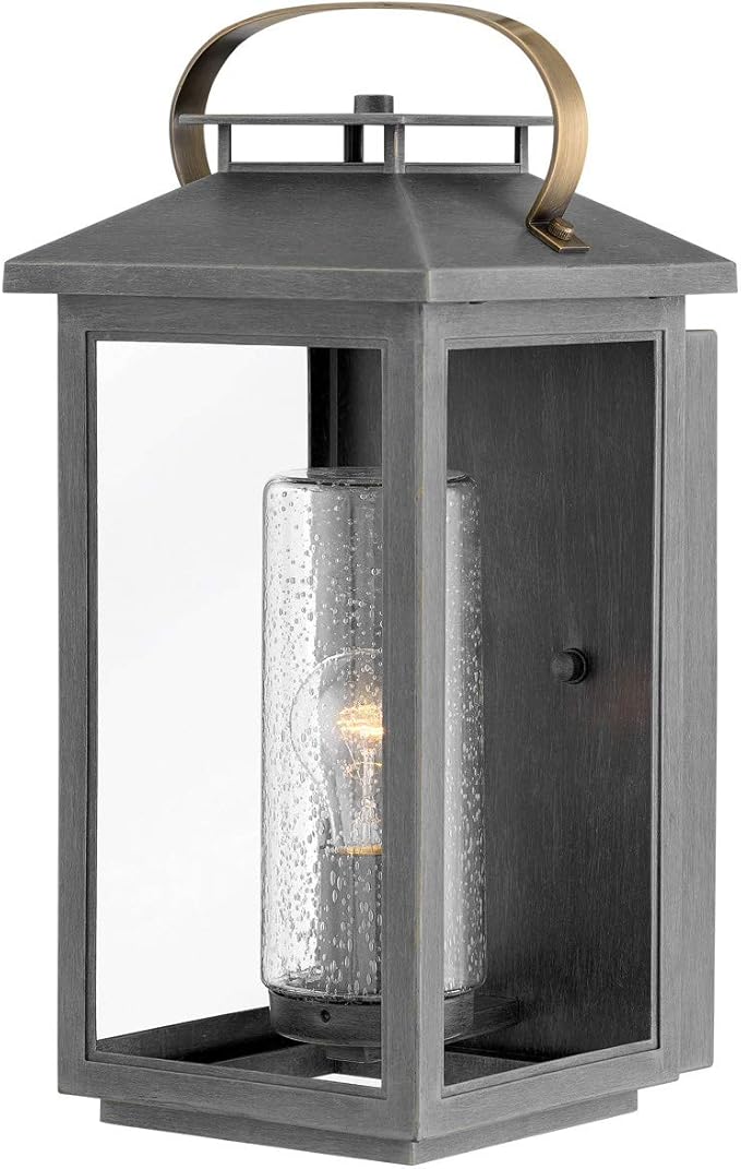 Hinkley Atwater Medium Wall Mount Outdoor Lantern - Anti-Fade, Clear Seedy Glass, Composite, LED Included - Ash Bronze Finish