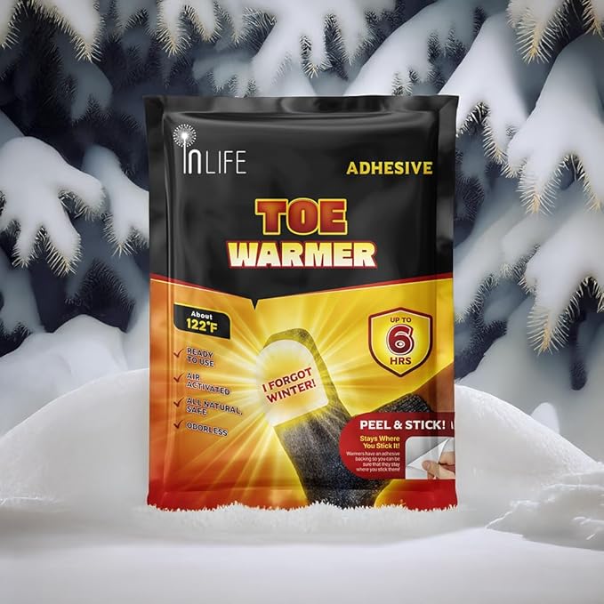 InLife Super Warmer with Adhesive Backing for Toes, All Natural & Safe, Wider Area Covered, Higher Heating 145°F, Air Activated, Easy & Comfort, Steady Longer Lasting, Odorless, 20 Pairs (40 Units)
