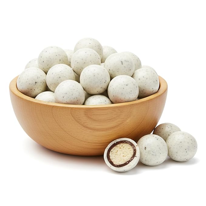 NY Spice Shop Cookies & Creme Chocolate Malt Balls Party Decorations - 1 Pound Malted Milk Ball Candy Birthday Gifts - Chocolates Malted Milk Balls - Dark Chocolate Malt Ball Holiday Snacks