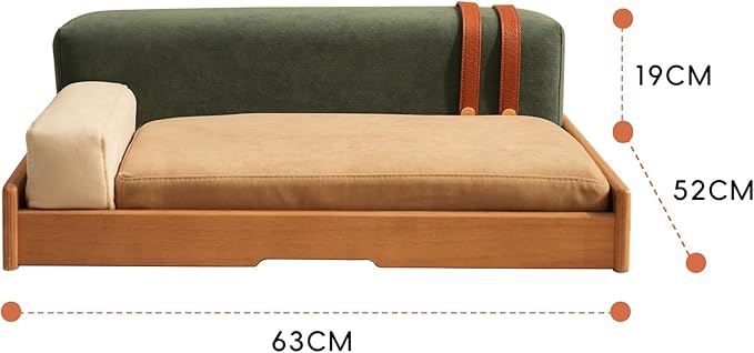 AutoCare Cat Sofa Bed, Solid wood cat sofa. Inspired by the geometric impressionist painter Mondrian, The combination of building block gameplay provides cats with a comfortable experience (Chocolate)