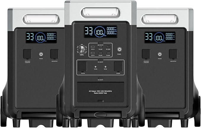 AFERIY 11520Wh Portable Power Station,P310 with 2 Extra Battery,120V 3600W Expandable Capacity LiFePO4 Battery Backup,Solar Generator for Home Use,Outdoor Camping,Power Outage,Camping,RV,Emergencies