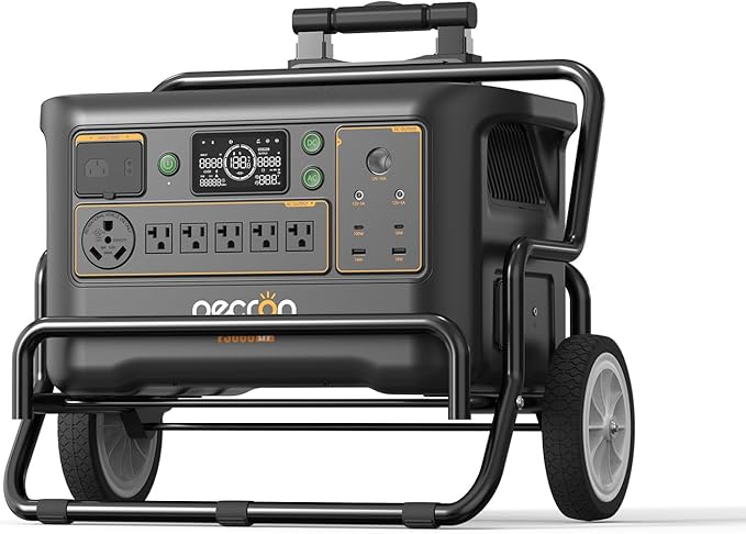 Pecron Portable Power Station F3000LFP with Cart Kit, 3072Wh Solar Camping Generator, 3600W Solar Generator for RV, Home Use, CPAP