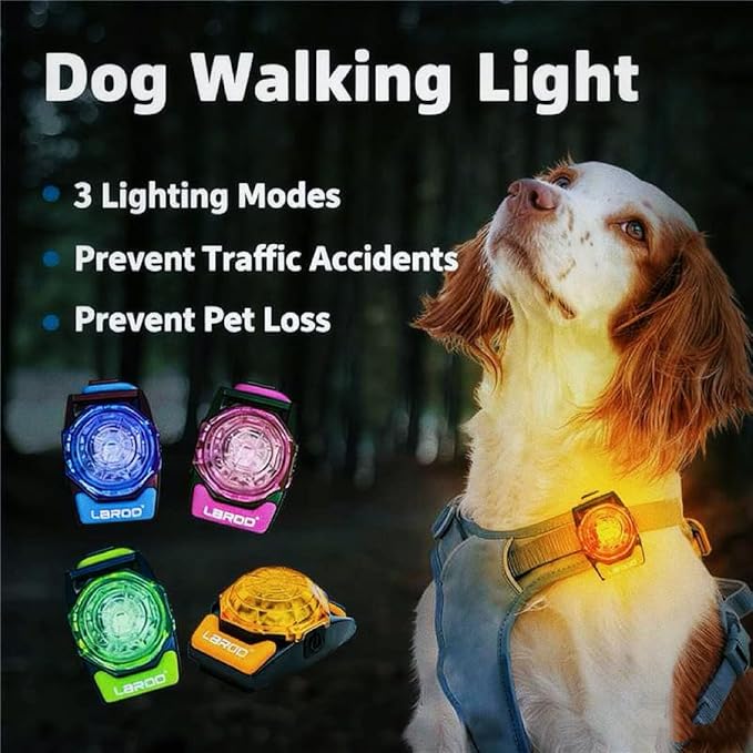 LaRoo Dog Lights for Night Walking,USB-C Rechargeable Safety Lights,Only 13g for Small Dogs, 3 Modes Waterproof LED Collar Charm for Nighttime Running,Pet Camping Essentials(Yellow)