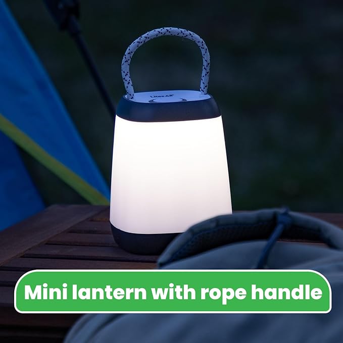 LitezAll Mini LED Camping Lantern with Rope Handle – 360° Light, 4 Modes, Battery Operated Portable Lantern for Kids, Outdoors, Emergencies, Sleepaway Camp, Hiking & Backyard Use