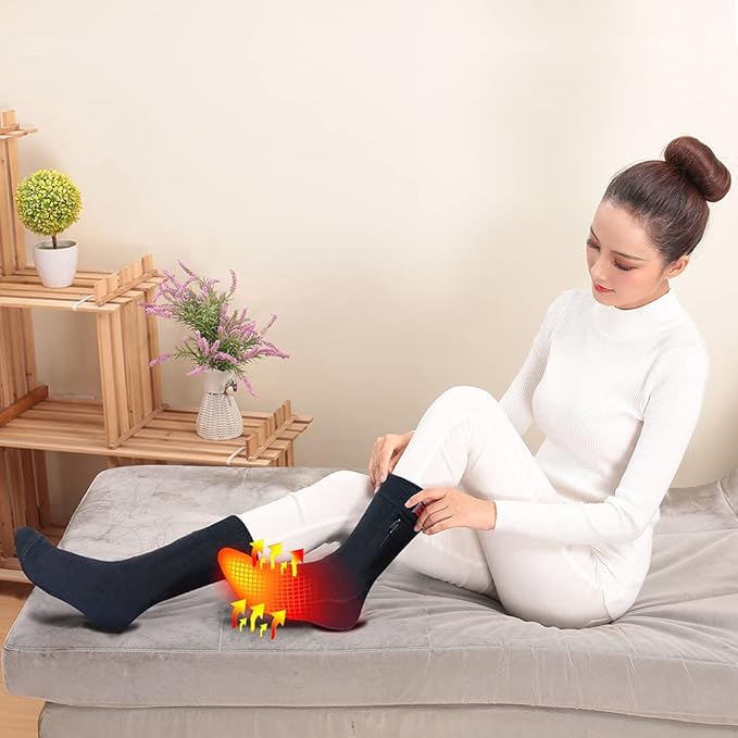 Rechargeable Battery Heated Socks Thermal Foot Warmer for Winter Electric Heated Hosiery for Men and Women
