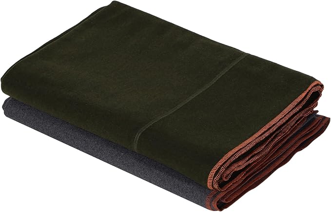 Peryiter 2 Pcs Military Wool Blanket Large 64" x 88" Camping Blanket Survival 3.3 Lbs Each Thick Thermal Washable Emergency Blanket for Outdoors Sporting Events Survival Kits (Gray, Army Green)